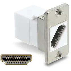DELOCK Panel Mount HDMI Bu. zu HDMI Bu. silber / weiß