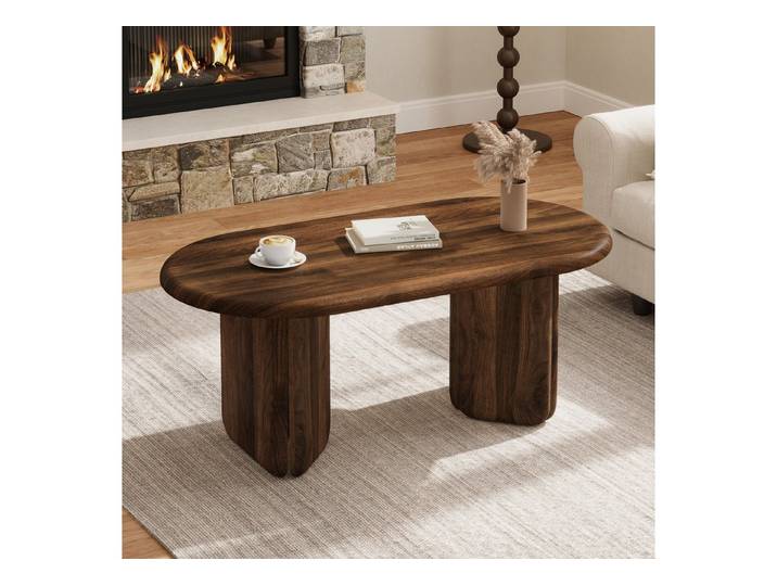 Celya Couchtisch ovaler Wohnzimmertisch 99×50×40 cm aus MDF (mit massiv wirkenden Beinen, bis 40 kg belastbar)