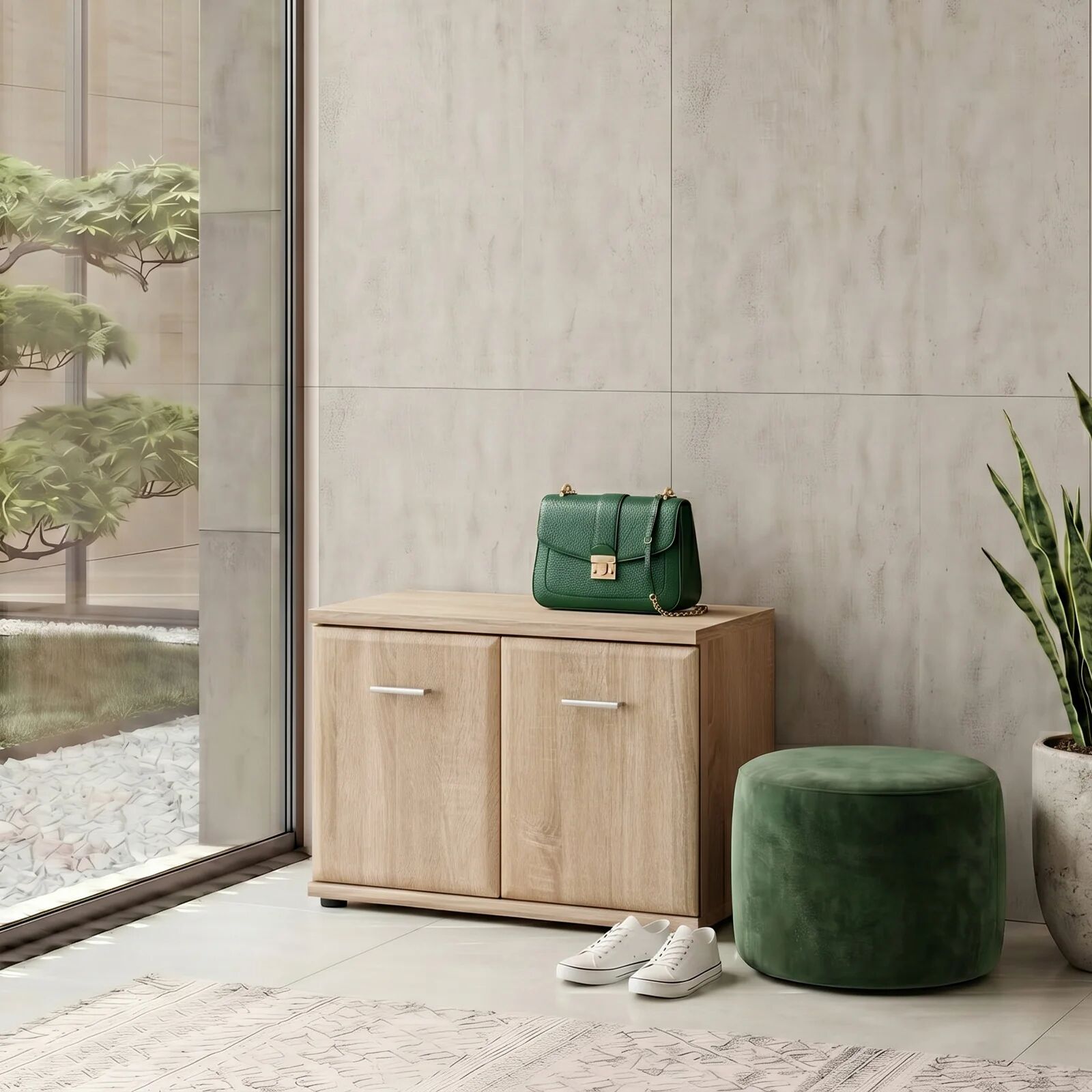 garneroarredamenti Modulo basso ingresso 60x46h cm 2 ante rovere sonoma California Gihome®