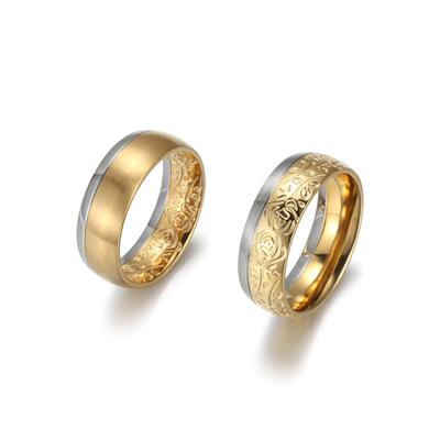 Trauring FIRETTI "Schmuck Geschenk "LIEBE" bicolor, ca. 8,00 mm breit" Gr. 60, gold (edelstahlfarben, gelbgoldfarben), Fingerringe, Damen, 60,mit Außenstruktur, Edelstahl, 8mm, Trauring