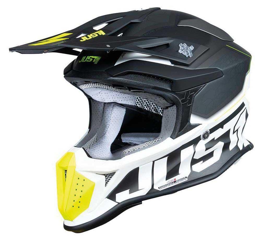 Offroad-Helm J18-F Hexa Schwarz-Grau-Gelb matt M