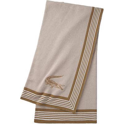 Plaid LACOSTE "LFRAME", beige, B:130cm L:170cm, Baumwolle, Wohndecken, mit Label-Applikationen