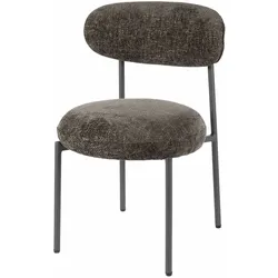 Esszimmerstuhl Velcira 2er-Set, Webstoff und Metall, modern skandinavisch, braun gepolstert