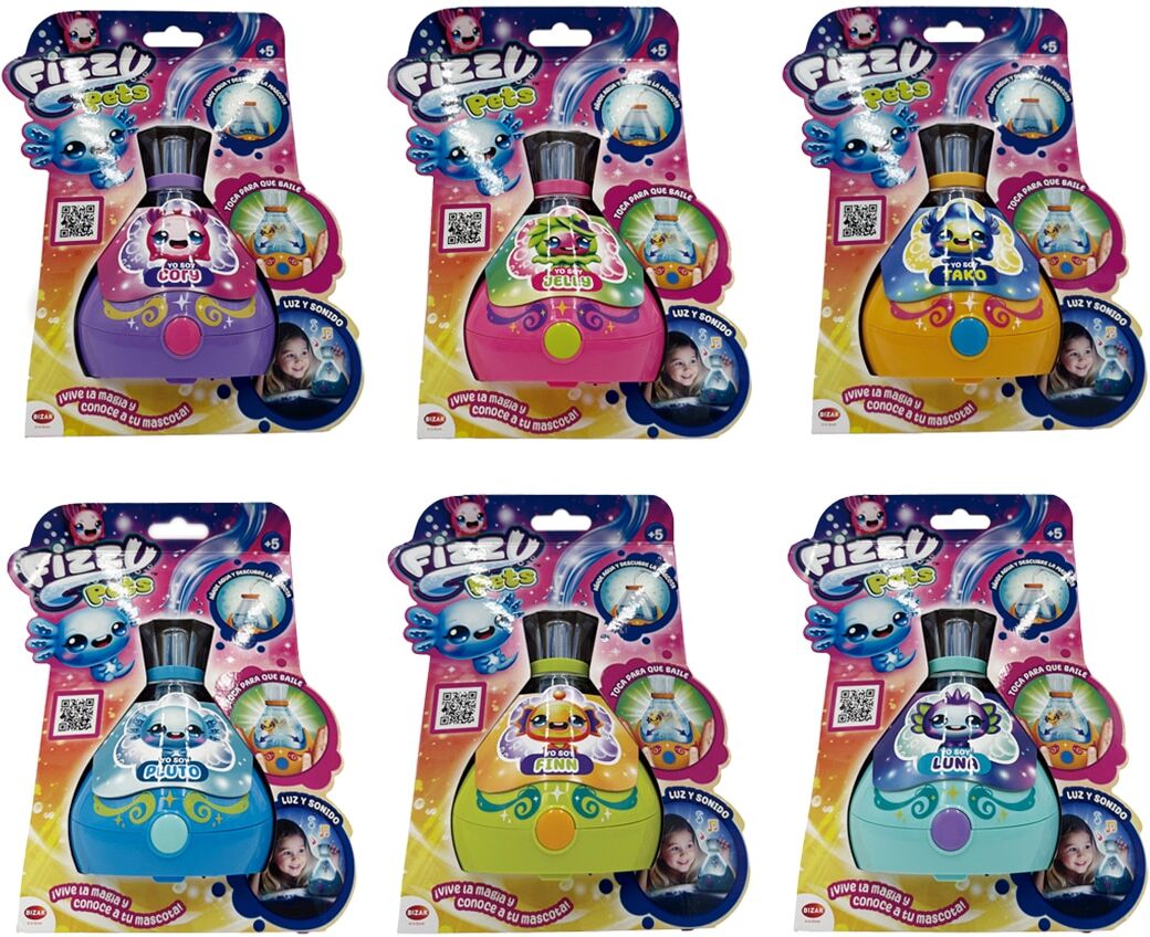 Bizak Fizzy Pets – Mascota interactiva sorpresa con luces y sonidos.