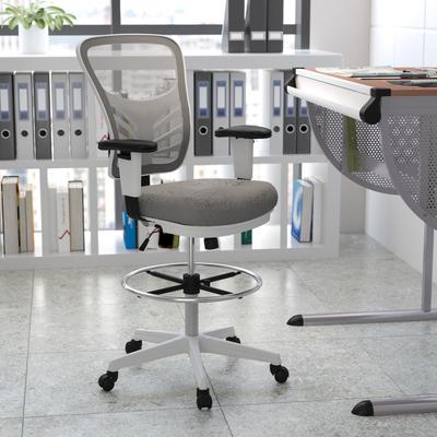 Lancaster Home Mid-Back Mesh Ergonomic Drafting Chair with Adjustable Foot Ring and Arms