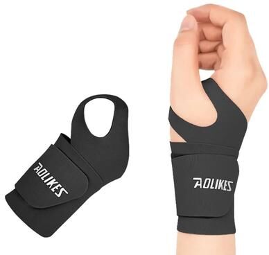 Uplift Essentials Ultra Thin & Soft Elastic Wrist Support Wraps black l