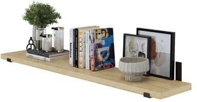 "Wallniture Forte Wood Board 60"" Long, 11.25'' Deep, 1.5"" Thick, Wood Floating Shelf for Wall with Heavy Duty Metal Brackets, 1pc"