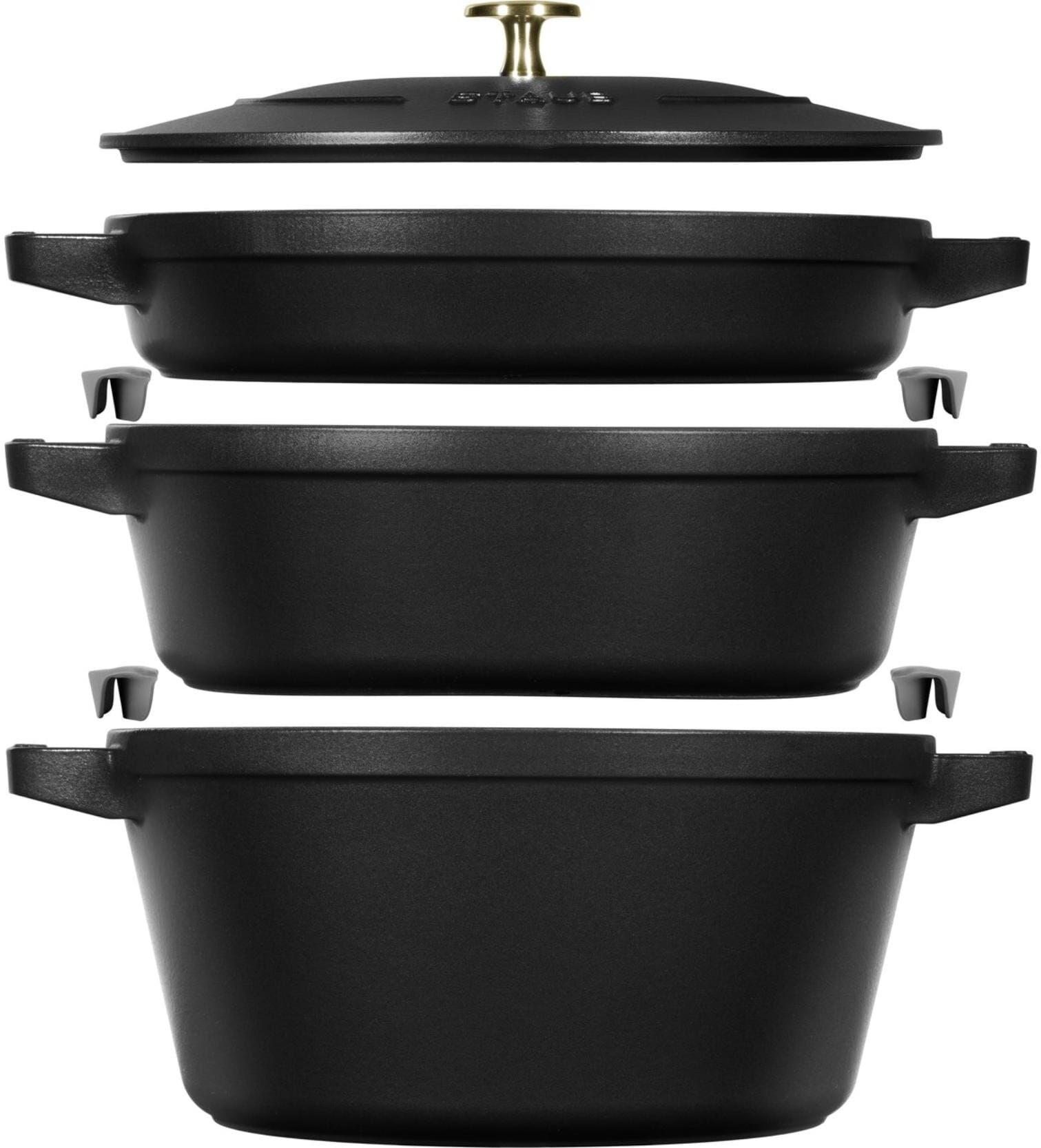 Topf-Set STAUB "Cocotte 4-teilig, 24 cm, 9 l", schwarz, Töpfe, Topf-Set schwarz Einheitsgröße