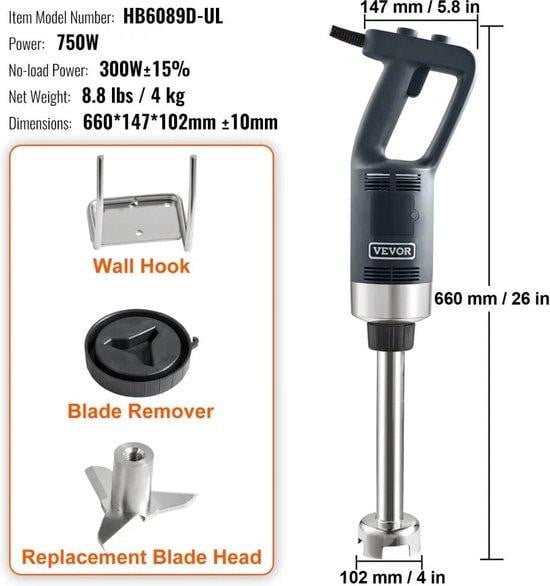 Vevor Handmixer met variabele snelheid - 750W - 50 cm