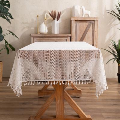 Enova Home High Quality Washable Rectangle Lace tablecloths, Wrinkle Resistant Washable Dining Room Table linen for Rectangle Tables