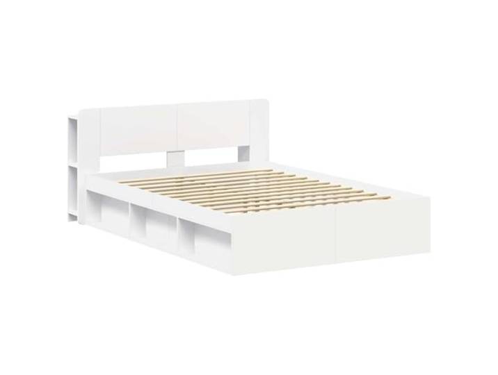 KTHLBRH Bettgestell weiß 150 x 200 cm Technisches Holz, integrierte Schubladen, feste Latten, Unterstützung 200 kg