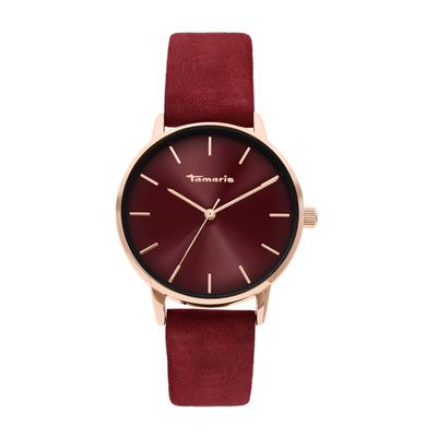 Quarzuhr TAMARIS, rosa (weinrot), Armbanduhren, Damen, Quarzuhr, Armbanduhr, Damenuhr, Lederarmband, analog
