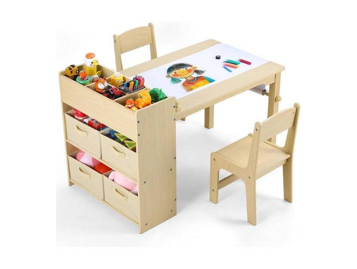 LuxusKollektion Kindertisch Kindertisch mit 2 Stühlen Gelb
