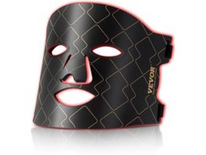 VEVOR Masque Facial à Lumière Rouge LED avec 3 Longueurs Onde, 3 Niveaux d'Intensité, Appareil Portable Soins de Peau Visage Silicone Souple pour Santé de Peau, Anti-âge, Anti-rides, Voyage, Domicile
