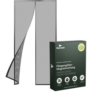 Nematek Fliegengitter NTK-MV01, schwarz, für Türen, mit Klettband, mit Magnet, 110x220cm