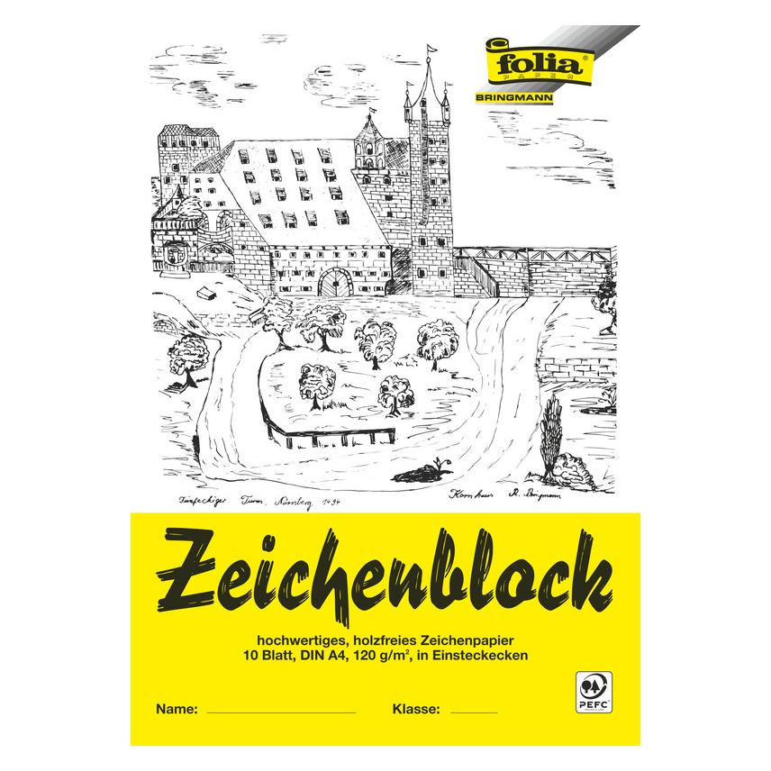 Folia 10 Zeichenblock mit Leinenecken DIN A4 (A4, Blanko) (8104)