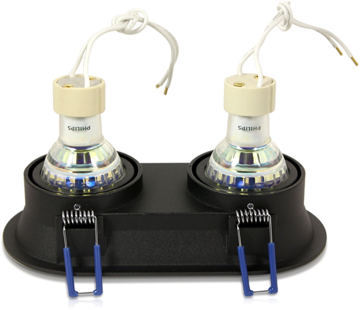 Philips Warmglow Fedor Dubbele Inbouwspot Zwart - Ronde Verdiepte LED Inbouwspot van Aluminium