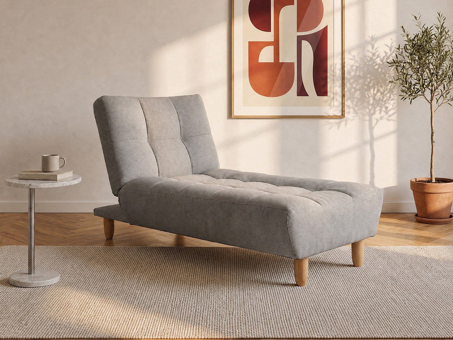 Vente-unique Recamiere ausklappbar - Stoff - Grau - ESTEBAN 475135