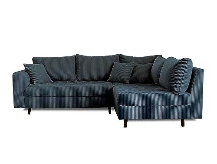 Lisa Design Rune – Ecksofa rechts – 4-Sitzer – aus Cord Nachtblau