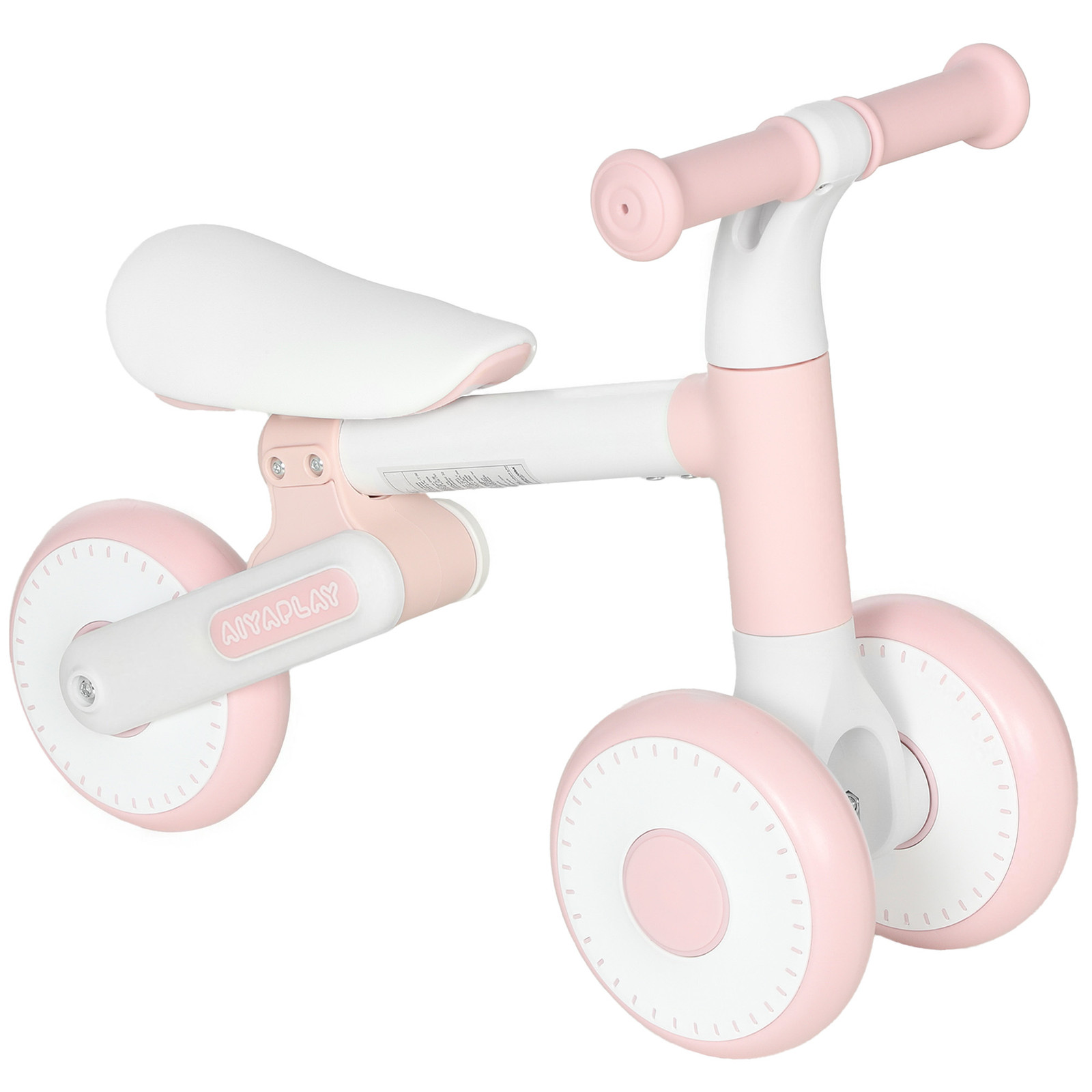 AIYAPLAY Opvouwbare kinderloopfiets met stille EVA-wielen en verstelbare zitting, roze