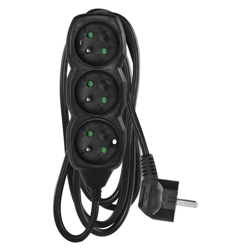Emos Verlängerungskabel 3 Steckdosen ohne 1,5 m /H05VV-F 3G1/ schwarz PC0311 (1.50 m) (PC0311)