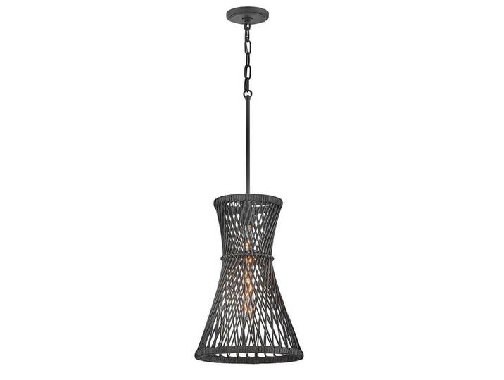 Elstead Lighting Hängeleuchte Twyla, Schwarz, Holz, Metall, Rattan, 30.5x57.7 cm, höhenverstellbar, Lampen & Leuchten, Innenbeleuchtung, Hängeleuchten, Pendelleuchten