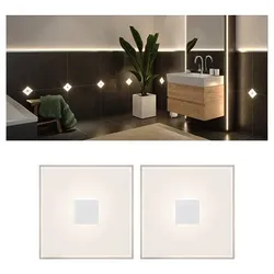LumiTiles LED Fliesen Square 2er-Set IP44 100x10mm 2x20lm 230/12V 2x0,8W 2700K Weiß Kunststoff Aluminium