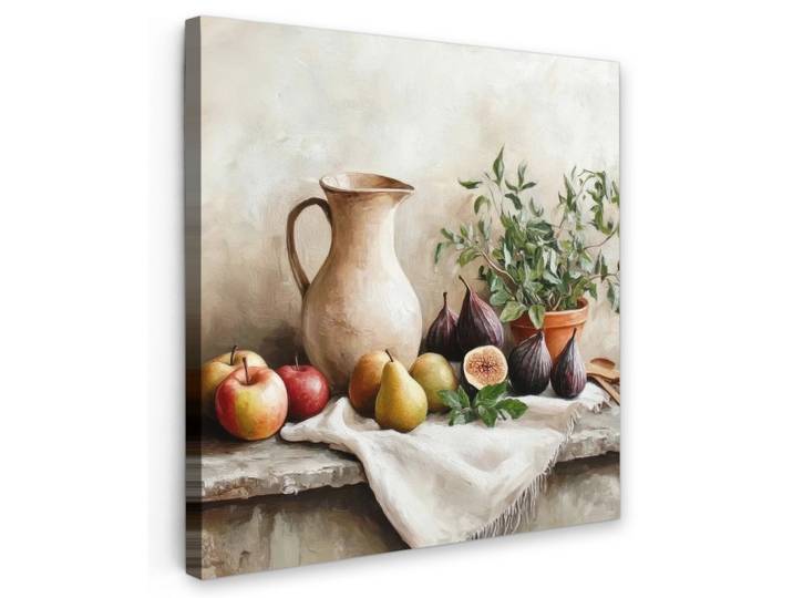 LEINWANDBILD Obst - Kräuter - Ländlich Wandbild Wohnzimmer 50x50 cm