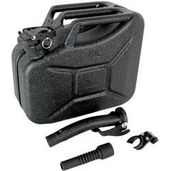 Baumarktplus Kraftstoffkanister Metall 10L Hammerschlag kratzfest inkl. Ausgießer + Halter schwarz UN-Zulassung