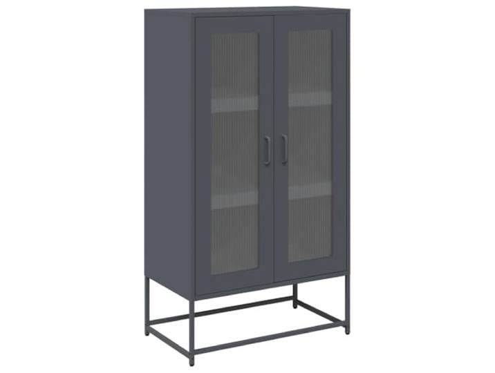 HGFDVCMR Highboard Anthrazit 68x39x123 cm Stahl Schrank mit 2 Türen Vielseitiger Beistellschrank für Wohnzimmer und Esszimmer mit 6 Fächern, flexibler Türanbringung und hoher Stabilität.