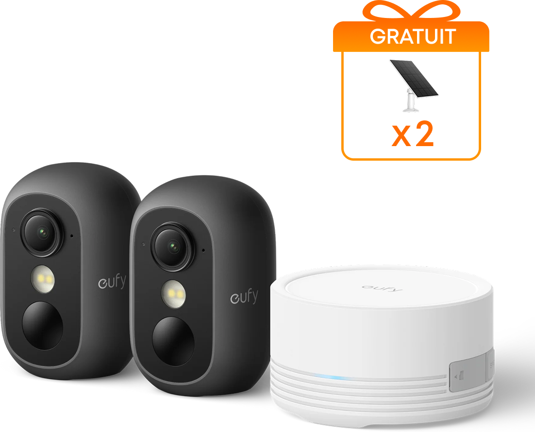 Kit 2 Caméras eufy C35 (Noires) + HomeBase Mini