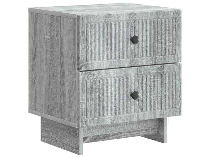 Coespram Nachttisch Graues Sonoma 43 x 34,5 x 47,5 cm Nachtkommode Kompakter Beistelltisch fuers Schlafzimmer mit zwei Faechern fuer geordnete Utensilien und stilvollen Retro-Charme.