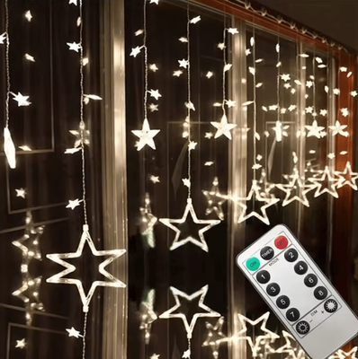 Inspire Curations Star LED Curtain Lights With Remote Control warm White eu Plug