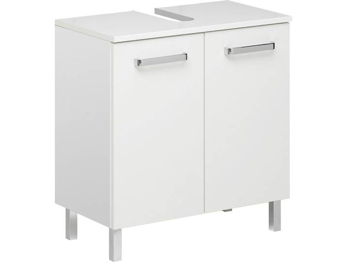 Waschbeckenunterschrank SAPHIR Quickset Unterbeckenschrank mit 2 Türen, 60 cm breit, ohne Waschbecken , weiss (weiß glanz), B:60cm H:62cm T:33cm, Holzwerkstoff, Schränke, Waschbeckenunterschrank, Waschbeckenschrank inkl. Türdämpfer, Griffe in Chrom Glanz