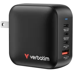 verbatim 100W USB-A, 3x USB-C Mini GaN Ladegerät, schwarz