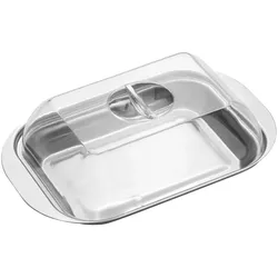 Haushalt International Edelstahl Butterdose mit Kunststoffdeckel 23016