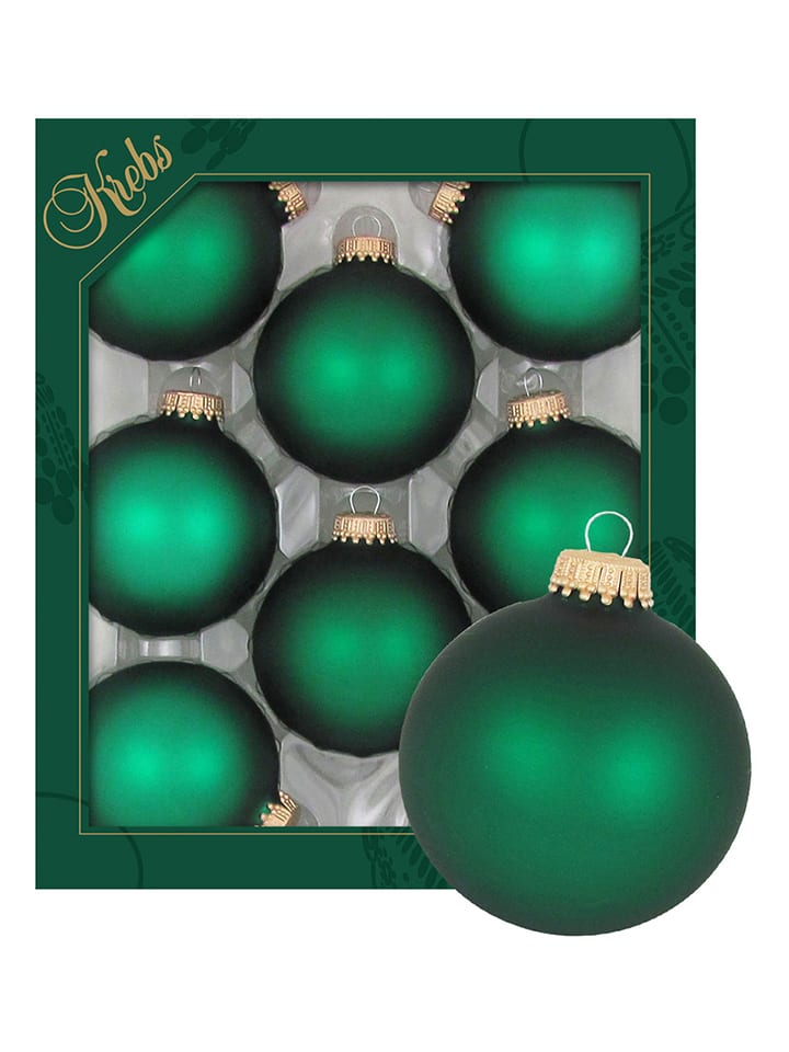 Krebs Glas Lauscha Christbaumkugeln in Grün - 8 Stück - onesize