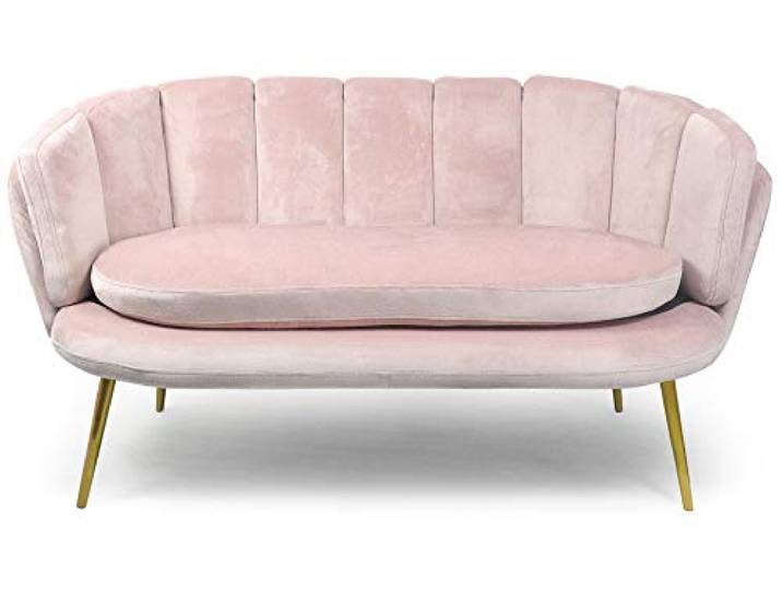 Menzzo Brenda 2-Sitzer-Sofa mit Samtbezug und goldenen Beinen, Rosa