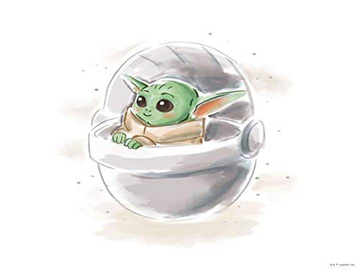 Komar Star Wars Wandbild Mandalorian The Child Sweet Color Baby Yoda, Dekoration, Wandbild, Poster, Kunstdruck Größe 50 x 40 cm ohne Rahmen WB-SW-012-50x40
