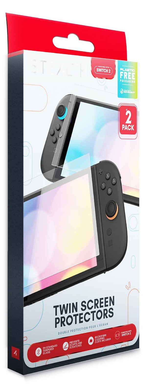 STEALTH Gaming S2-QCD Schermbeschermer voor Nintendo Switch 2, Transparant Gehard Glas, Krasbestendig