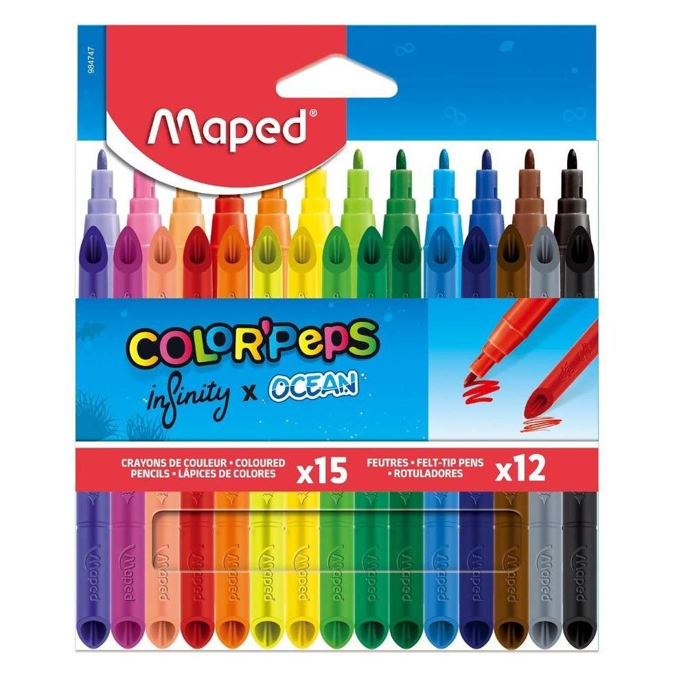 Maped Infinity-Set mit 15 Bleistiften + 12 Ocean-Markern (2 mm, 15x) (57344051)