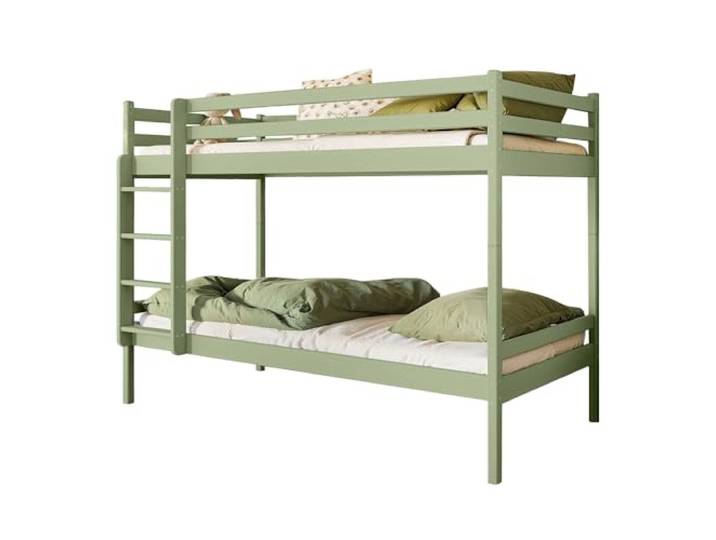 Etagenbett aus Holz für Kinder, NICO 80x180 Olivgrün, ausziehbar und mit Leiter