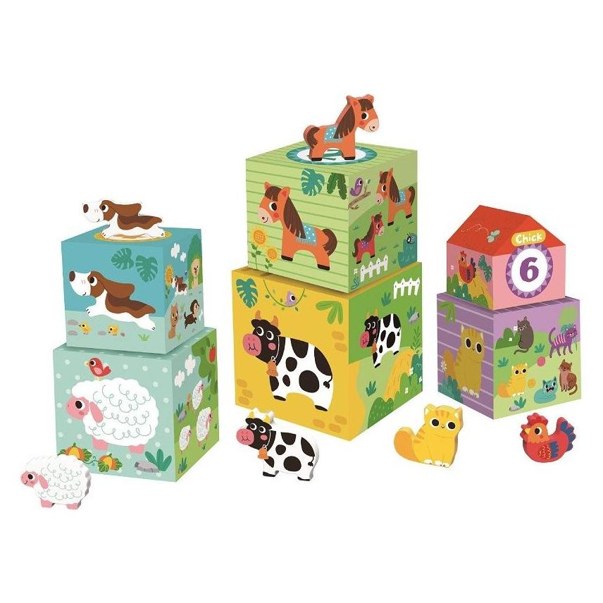 2Kinderspielzeug Würfel mit Bauernhoftieren / ab 1 Jahr (2D33804)