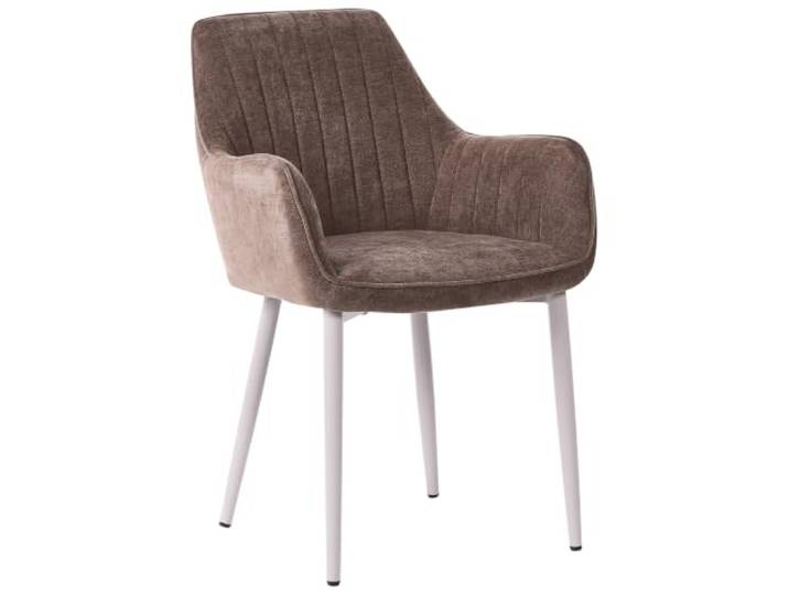 Beliani Esszimmerstuhl 2er Set Braun Stoff mit Beige Metallbeinen Armlehnen Retro Design Polsterstuhl Wohnzimmer Esszimmer Ausstattung