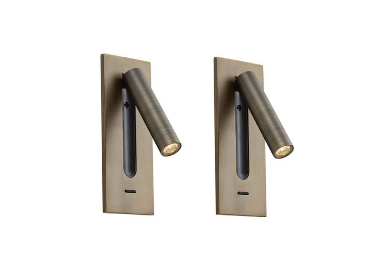 Lot de 2 appliques murales modernes bronze foncé LED incluse -