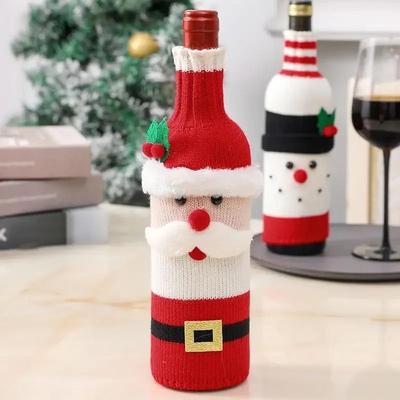 Uplift Essentials Christmas Wine Bottle Cover Santa And Snowman Knit Holiday Decoration santa Claus