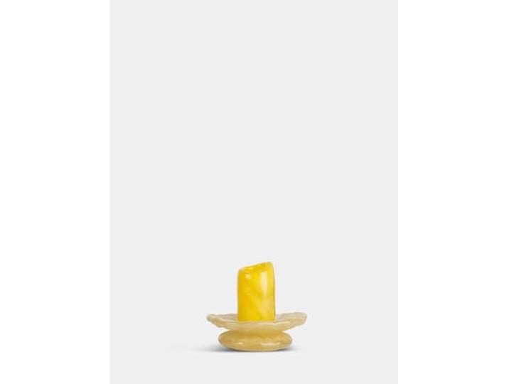 BYON ByON Studio 5280607810 Lara Bougeoir en Verre soufflé à la Bouche en Forme de Fleur Jaune/Beige 9 cm