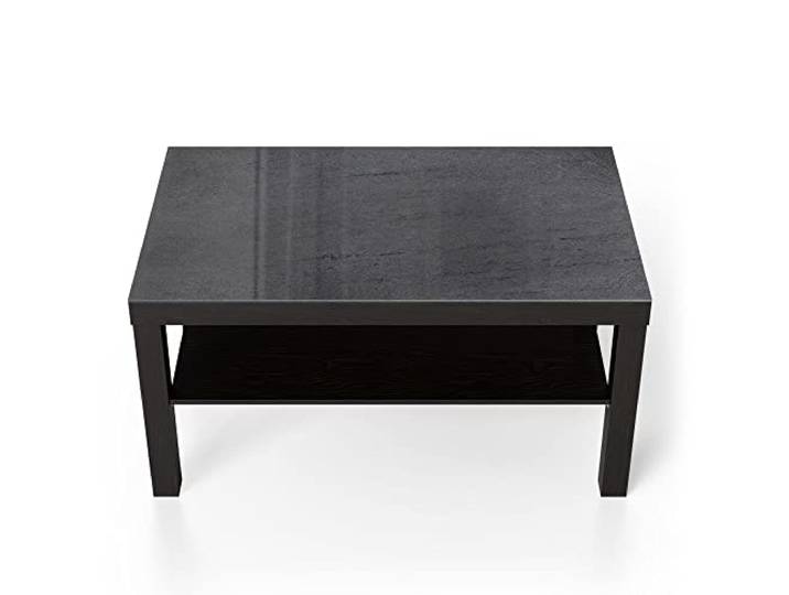 DEQORI Glastisch schwarz groß 90x50 cm Motiv Schiefertafel Stein-Optik ausgefallener Beistelltisch aus Glas Hochglanz Couchtisch fürs Wohnzimmer moderner Couch Tisch mit Design