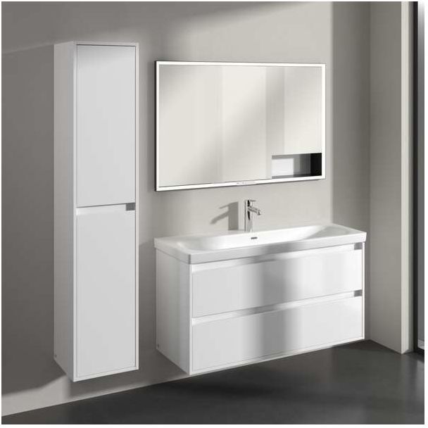 Villeroy und Boch Skyla Hochschrank C80100VE 2 Türen, 350 x 1700 x 349 mm, Brilliant White / Brilliant White