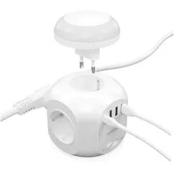 Aisens, Steckdosenleiste, Regleta Enchufes 4 Tomas 1xusb-C 3xusb-A Luz Nocturna 1.8m Blanco (4x, CEE 7/3, 1.80 m)